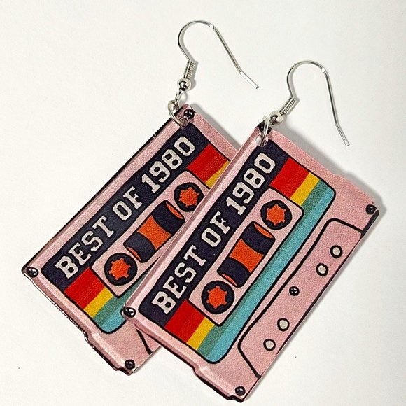 Jewelry - Pink Cassette Tape Earrings